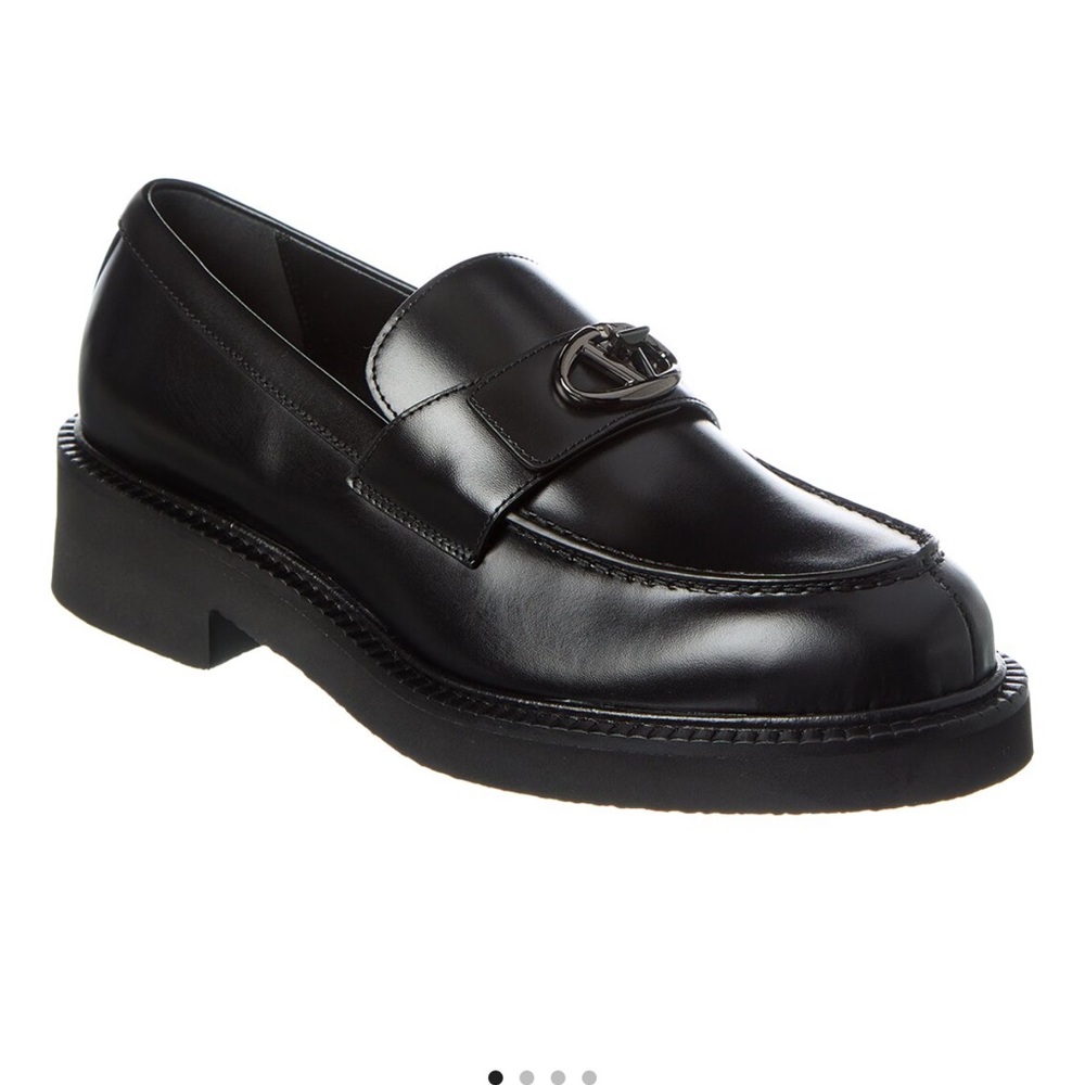 Brand New Valentino Garavani Black Leather Slip-On Loafers